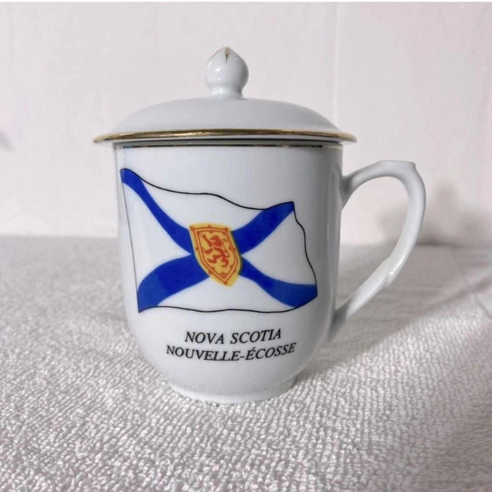 Vintage Canadian Collection Nova Scotia Porcelain Lidded Mug Souvenir Mug